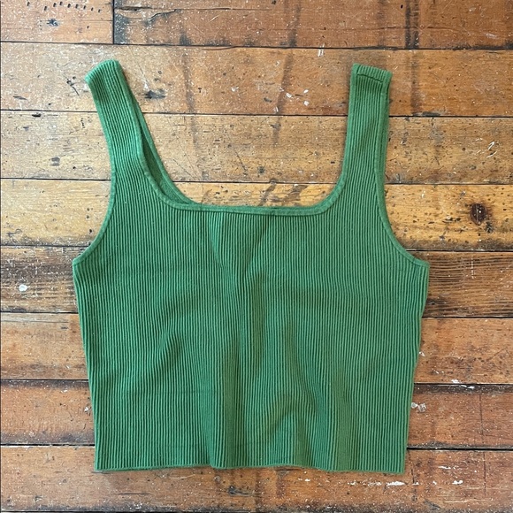 Abercrombie & Fitch Tops - Abercrombie and Fitch stretchy rib knit green cropped tank top cami XXL